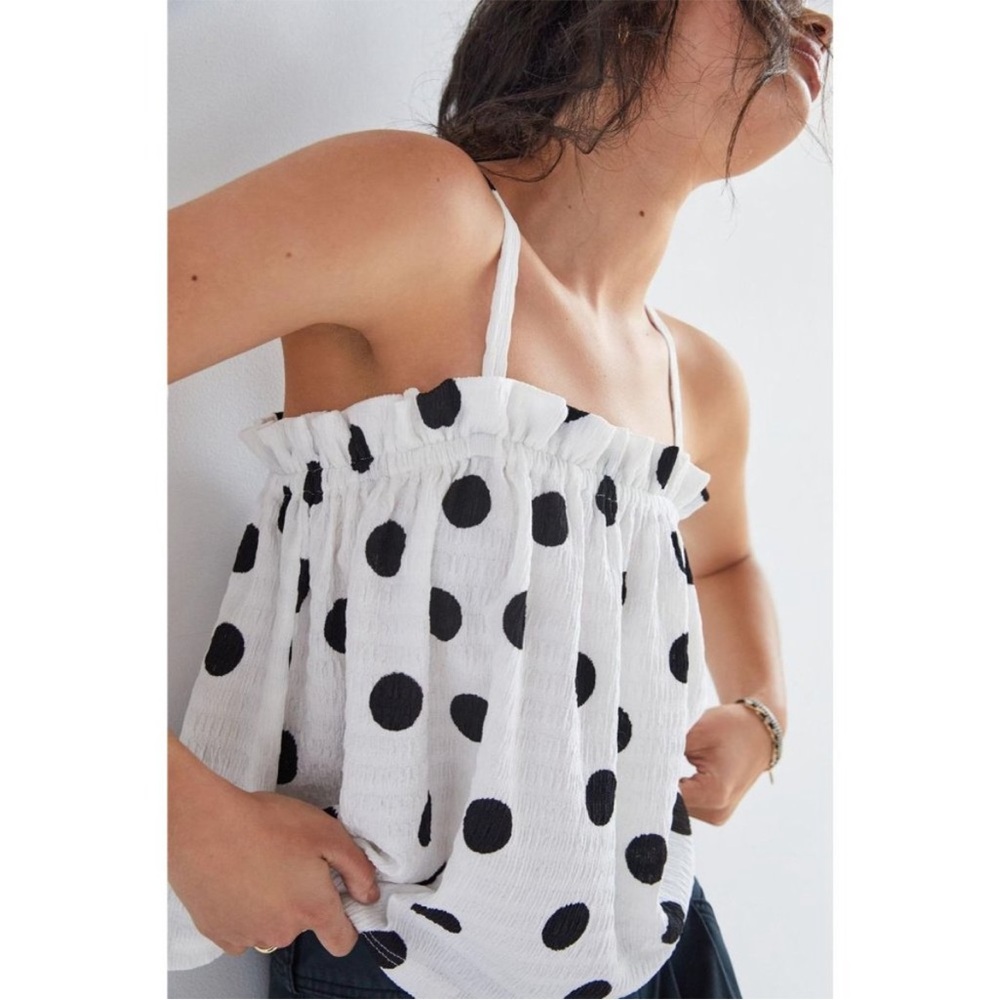 Anthropologie Current Air Black and White Polka Dot tank top